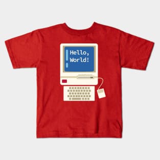 Hello World Vintage Desktop Computer Kids T-Shirt